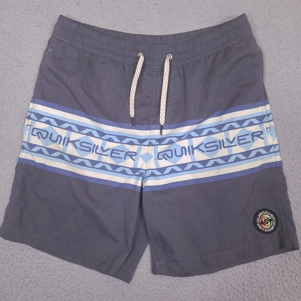 Quiksilver Swim Trunks Shorts Youth Boys XL‎ (16) 28-Waist Surf Beach Logo